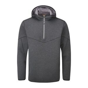 Oscar Jacobson Mens Dayne Marl Quarter Zip Pullover Hoodie / Black Marl